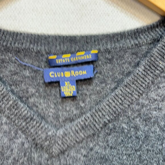 Club Room Men's Cashmere V Neck Pullover Sweater Knit Long Sleeve Size XL Gray - Picture 6 of 11